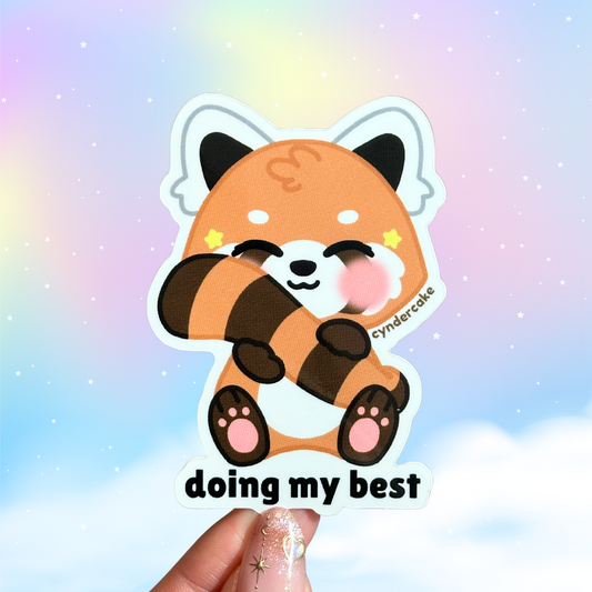 Riku Red Panda "doing my best" Sticker