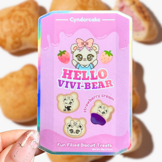 [Holographic] Hello Vivi-Bear Cookie Sticker