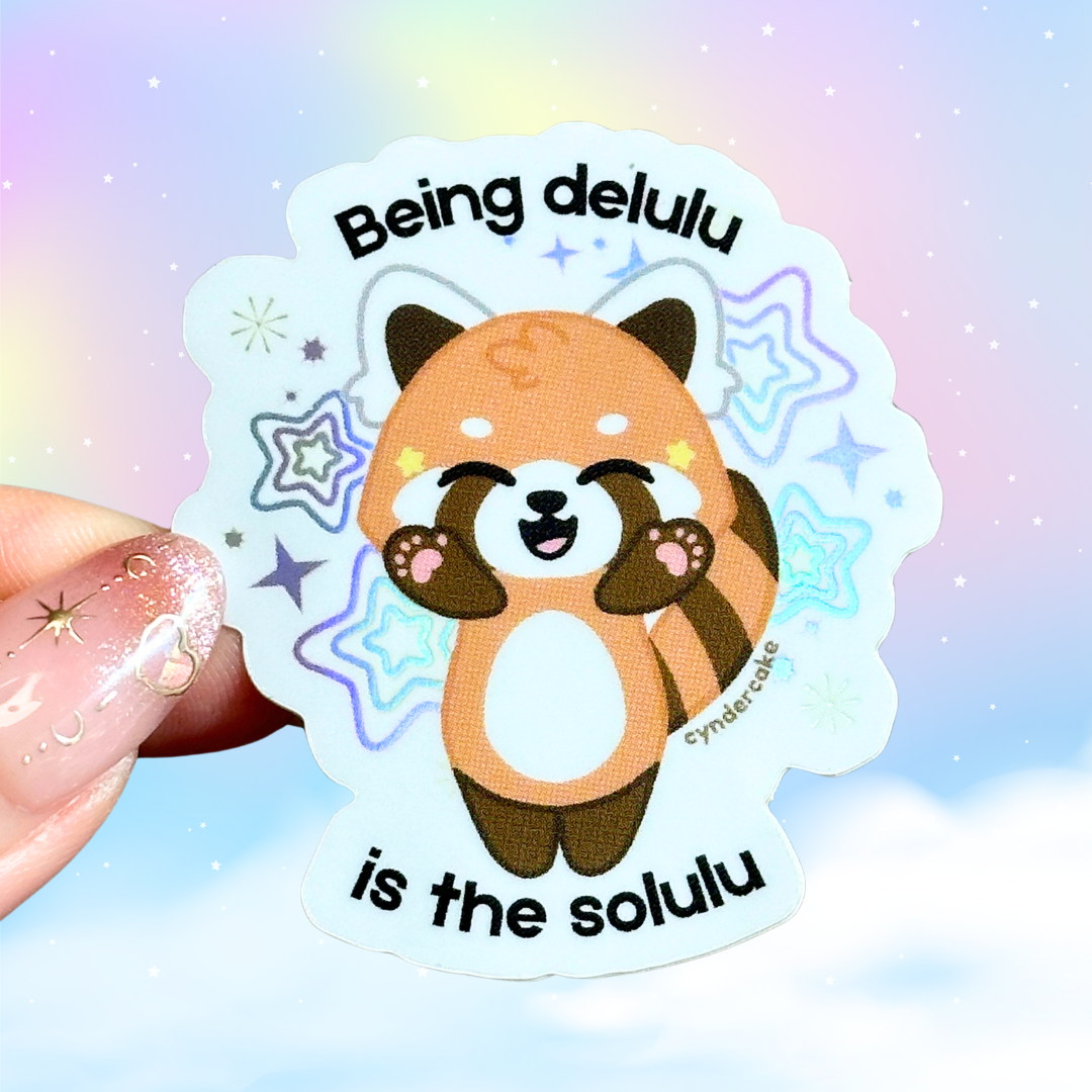 Riku Red Panda "Being delulu is the solulu" Sticker