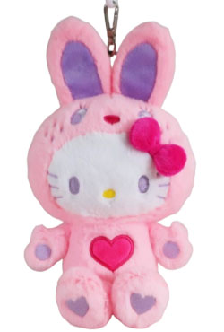 [Light Pink] Hello Kitty Colorful Bunny Plush Mascot Keychain